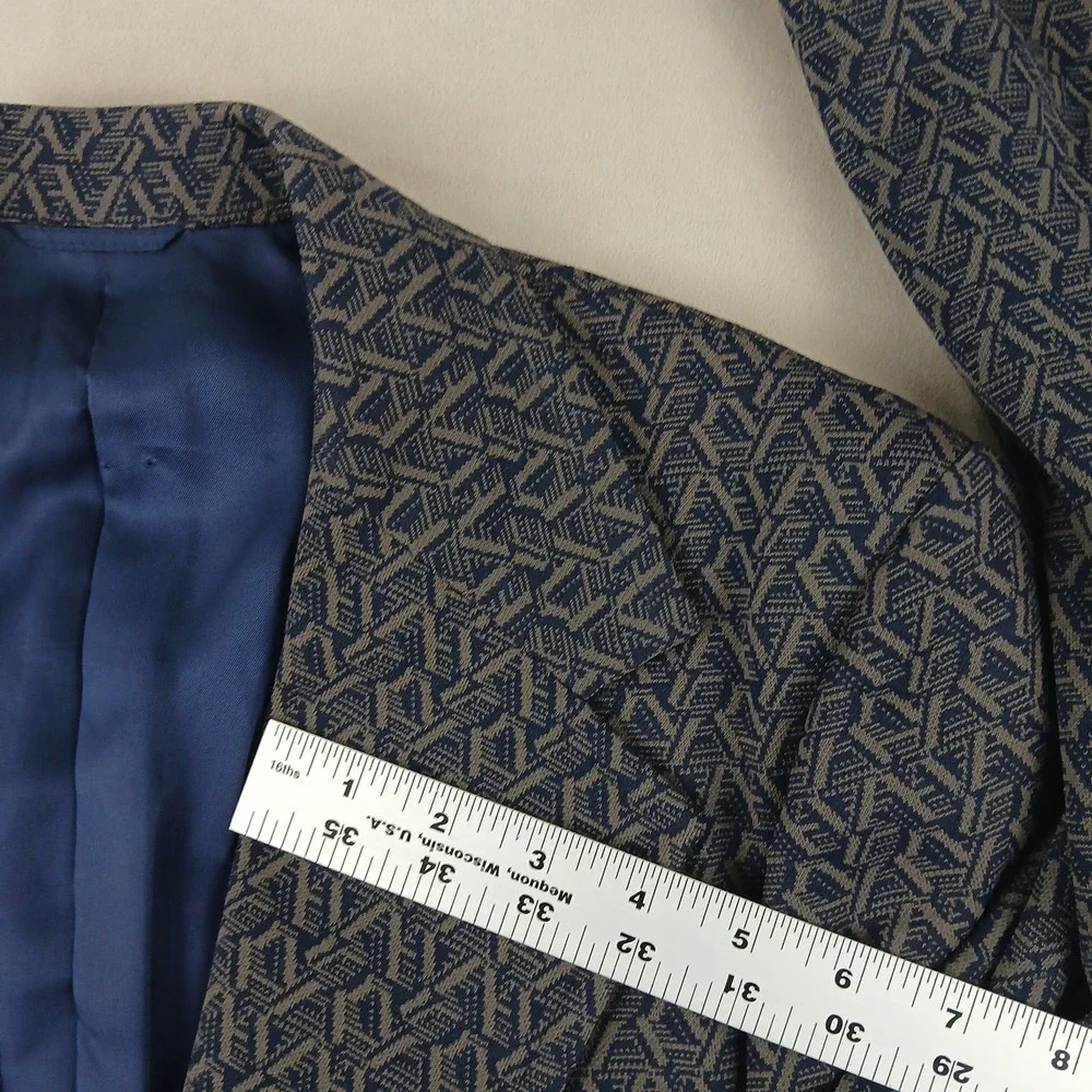 VTG 1070s Keith Adams California 36R Mens Blazer Jacket Geometric Polyester FLAW
